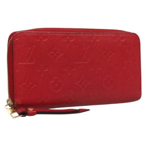 LOUIS VUITTON Monogram Empreinte Zippy Wallet Red M60737 LV Auth